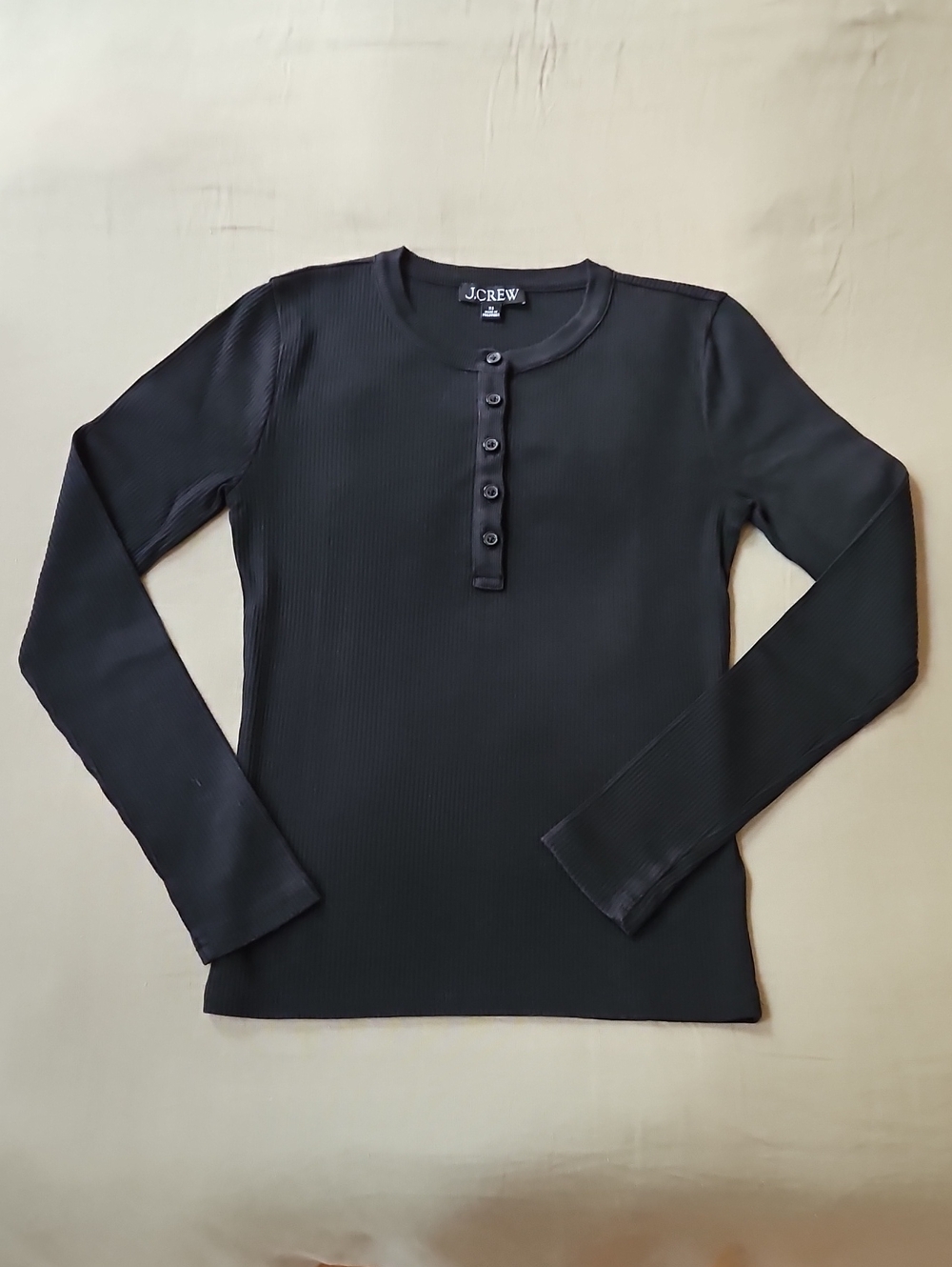 J. Crew Black Ribbed Henley